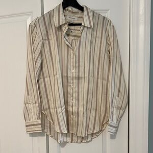 Equipment womens Striped Button-Up Shirt in Beige and Brown